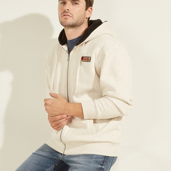 New GUESS Roy Fleece Sherpa Hoodie SZ S